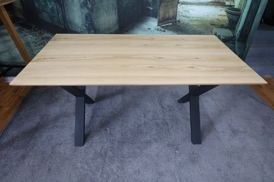 Esstisch Tisch Auszugstisch+50cm +Schweizerkante Eiche  +X-Gestell