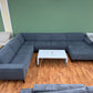 Sofa Couch Wohnlandschaft Grau Stoff