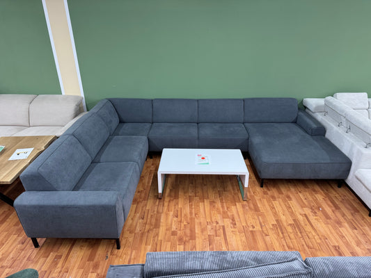 Sofa Couch Wohnlandschaft Grau Stoff