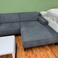 Sofa Couch Wohnlandschaft Grau Stoff