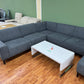 Sofa Couch Wohnlandschaft Grau Stoff