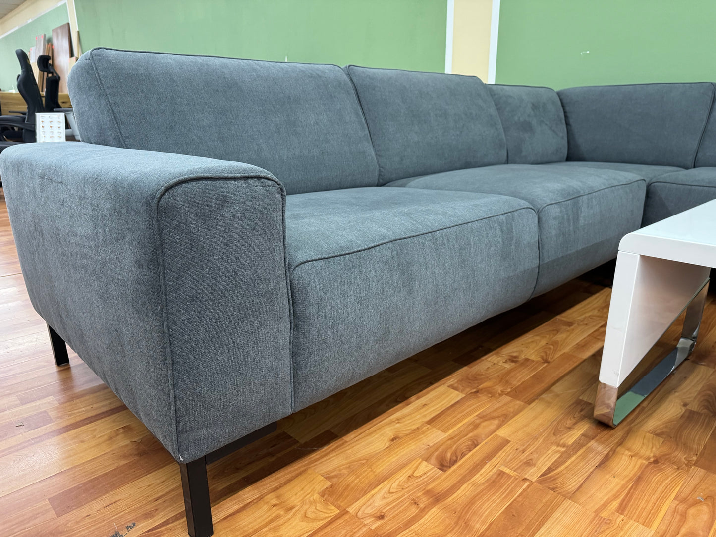 Sofa Couch Wohnlandschaft Grau Stoff